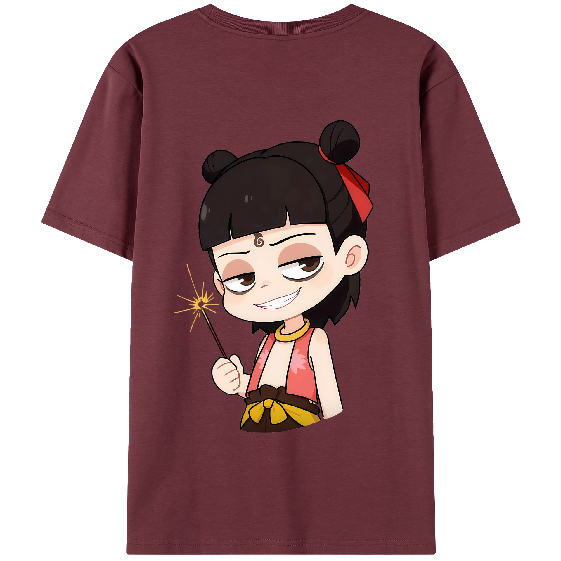（画像用） Ne Zha 2 ナタ 魔童の大暴れ 綿100％半袖Tシャツ（背面プリント）